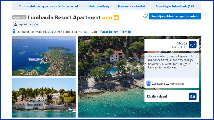 Horvátország közvetlen tengerparti apartmanok