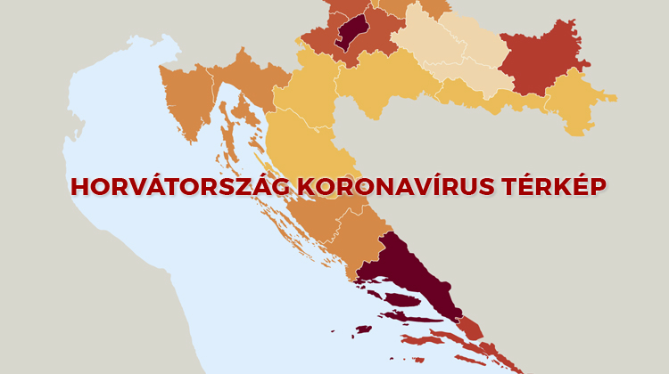 Horvátország koronavírus térkép